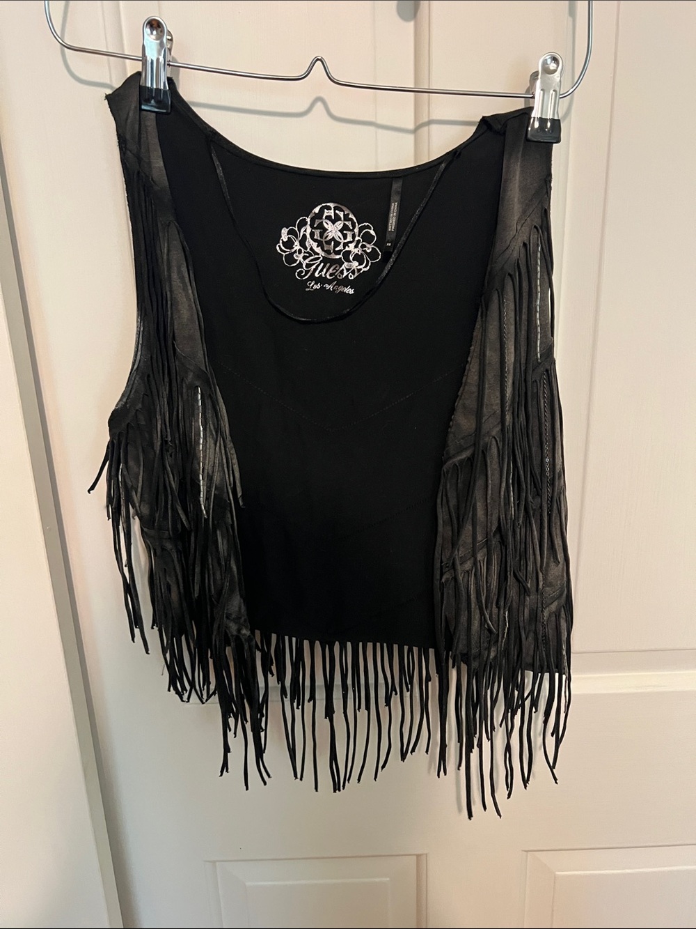 GUESS Black Fringe vest